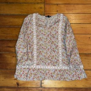 Land’s End size large floral peasant top pink flowers and cotton oversized